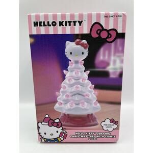 NEW Hello Kitty Ceramic 6” Christmas Tree W/Lights White W/Pink Lights RARE 🎀
